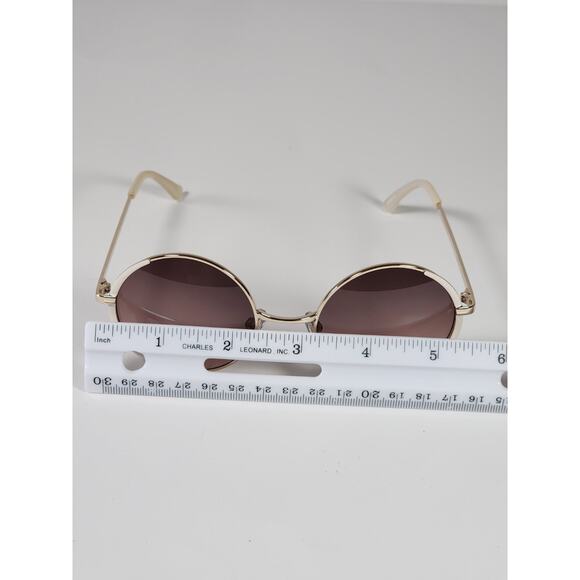 FGX by Foster Grant Gold & White Full Round Metal Frame Sunglasses 52077FGX020 - Picture 10 of 11